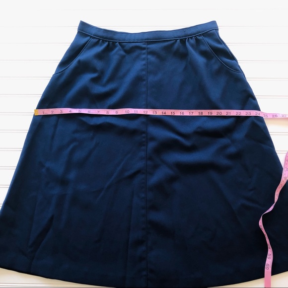 Vintage A-line Knee Length Midi High Waist Skirt Navy Blue Levi Strauss and Co - Picture 11 of 13
